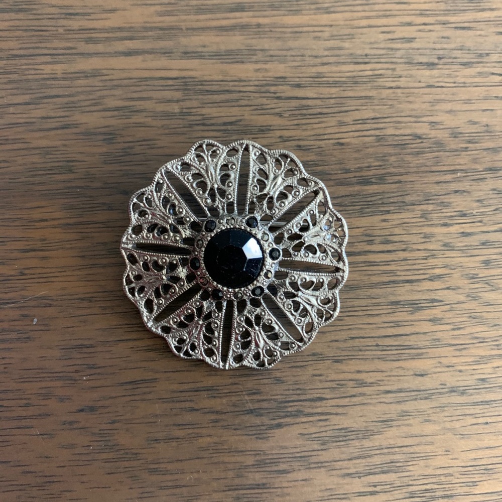 Brooch with Black Gemstone